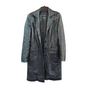 Vintage Abaci Leather Men's Trench Coat Black - Size Medium